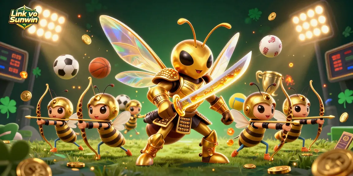 Engage with Link vào Sunwin chính thức in this dynamic 3D casino illustration featuring sports betting elements.