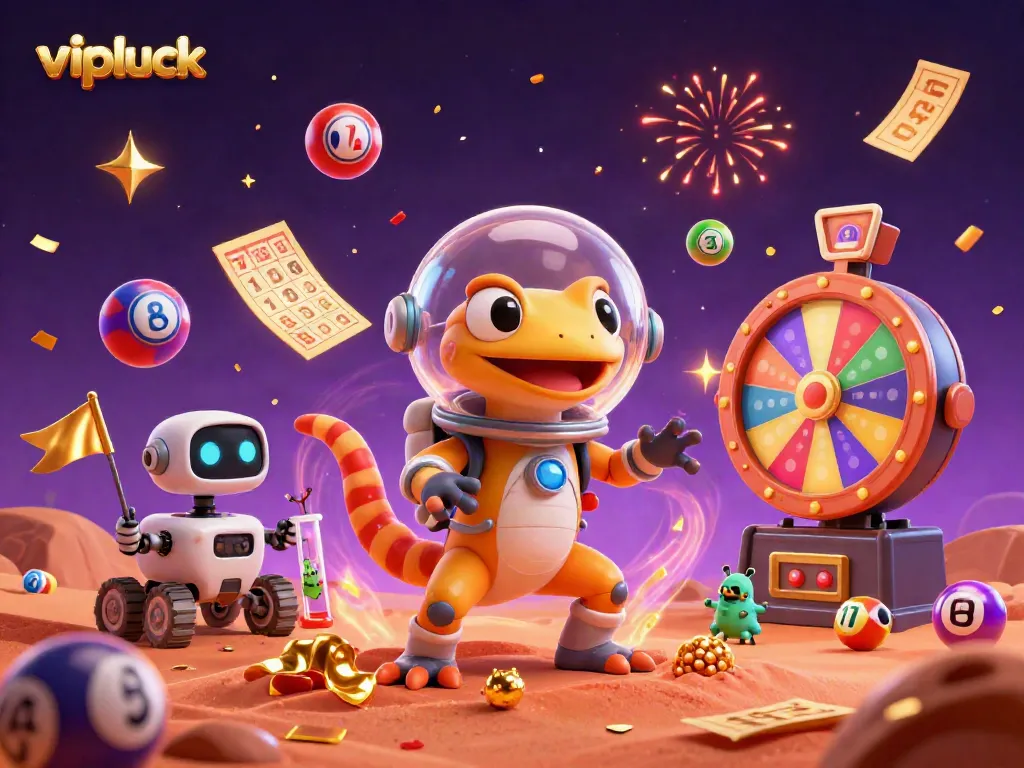 Experience the vibrancy of vipluck's gaming universe with animated characters in a dynamic 3D scene.